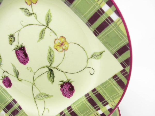 edgebrookhouse - Tracy Porter Sweet Briar Rose Ceramic Salad Plates with Berry and Butterfly Pattern - 6 Pieces