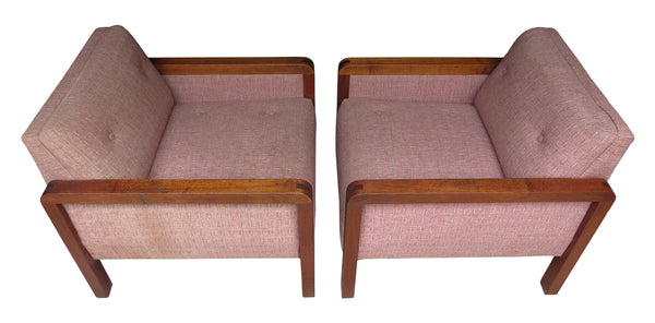 edgebrookhouse - Vintage 1970s W.H. Gunlocke Chair Company Mahogany Lounge Armchairs - a Pair