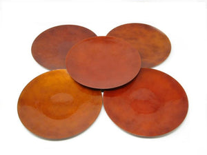 edgebrookhouse - Vintage Large Hand-Crafted Blood Orange Enameled Metal Plates - 5 Pieces