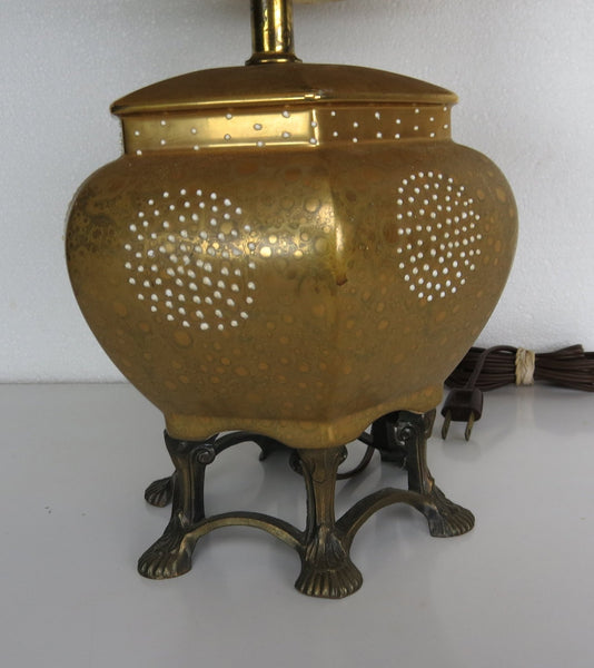 edgebrookhouse - vintage mid century japanese gold moriage lamp