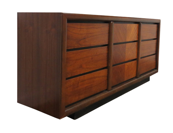 edgebrookhouse - vintage rosewood and walnut 9 drawer dresser by lane furniture company