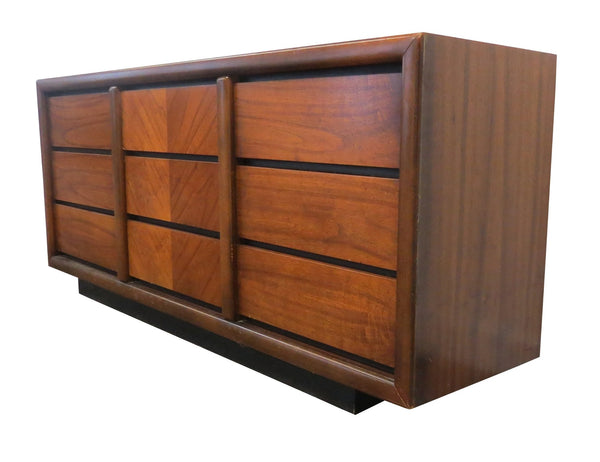edgebrookhouse - vintage rosewood and walnut 9 drawer dresser by lane furniture company