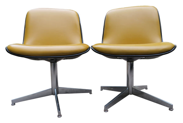 edgebrookhouse - Vintage Steelcase Swivel Bucket Chairs on Chrome and Steel Base - a Pair