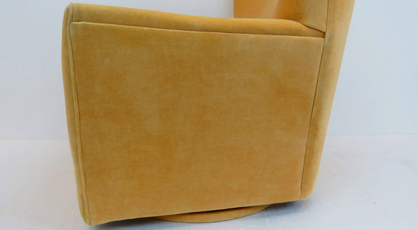 edgebrookhouse - vintage yellow ultrasuede wing back swivel chairs in the style of vladimir kagan a pair