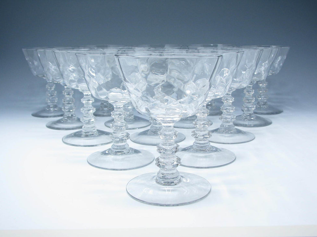 6 Vintage Art Deco Crystal Wine Glasses or Tall Sherbets