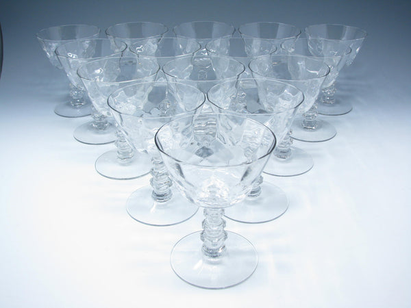 edgebrookhouse - Vintage 1930s Cambridge Virginian Champagne or Tall Sherbet Glasses with Optic Bowl - 15 Pieces