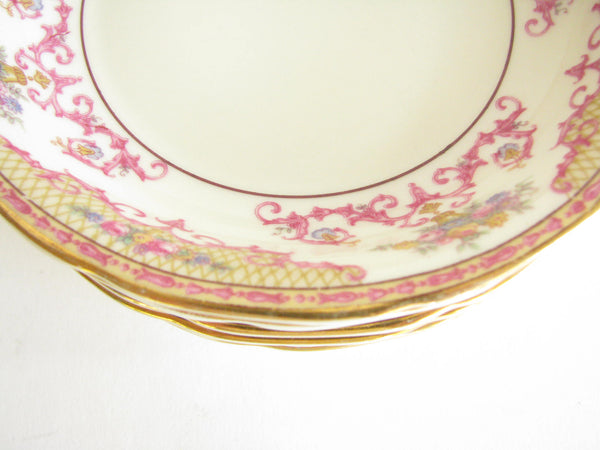 edgebrookhouse - Vintage 1930s Heinrich & Co Selb Small Bowls with Pink Scrolls and Gold Trim - Set of 6