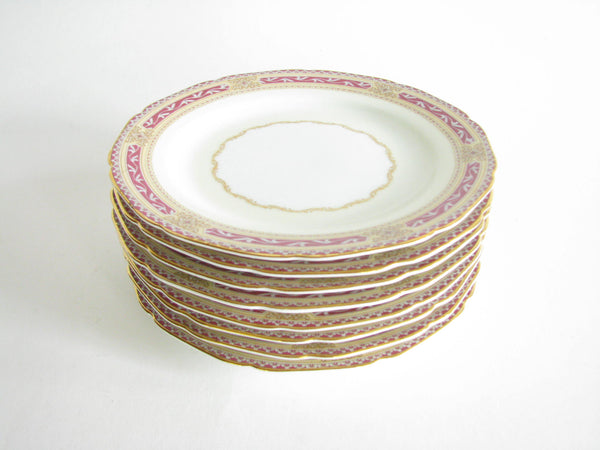 edgebrookhouse - Vintage 1930s Noritake Van Gogh Bread or Dessert Plates with Pink and Gold Trim - Set of 8