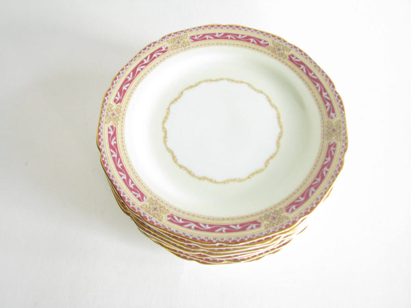 edgebrookhouse - Vintage 1930s Noritake Van Gogh Bread or Dessert Plates with Pink and Gold Trim - Set of 8