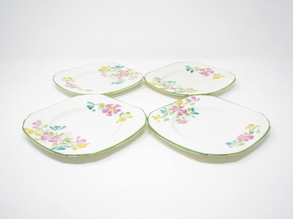 edgebrookhouse - Vintage 1930s Sutherland Bone China England Square Floral Bread or Dessert Plates - Set of 4