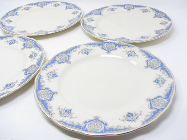edgebrookhouse - Vintage 1930s W.H. Grindley & Co Windsor Blue Cream Petal Earthenware Dinner Plates - 4 Pieces