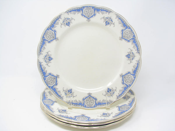 edgebrookhouse - Vintage 1930s W.H. Grindley & Co Windsor Blue Cream Petal Earthenware Dinner Plates - 4 Pieces