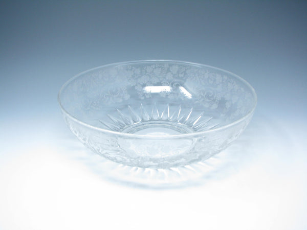 edgebrookhouse - Vintage 1940s New Martinsville Florentine Etched Glass Serving Bowl with Grapes Leaves Design