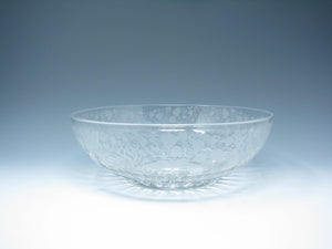 edgebrookhouse - Vintage 1940s New Martinsville Florentine Etched Glass Serving Bowl with Grapes Leaves Design