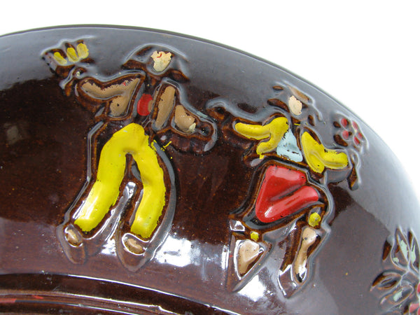 edgebrookhouse - Vintage 1940s Red Wing Pottery Serving Bowl with Hand-Painted Dancing Peasants