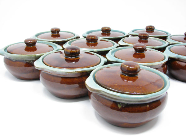 edgebrookhouse - Vintage 1940s Red Wing Provincial Oomph Individual Lidded Casserole Soup Dishes - Set of 11