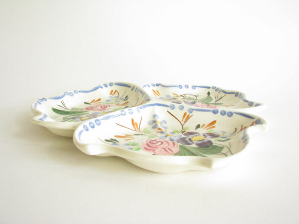 edgebrookhouse - Vintage 1940s Southern Pottery Blue Ridge Irresistible Martha Floral Trefoil Snack Tray