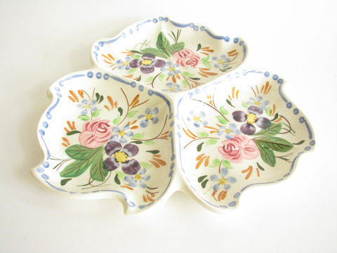 edgebrookhouse - Vintage 1940s Southern Pottery Blue Ridge Irresistible Martha Floral Trefoil Snack Tray