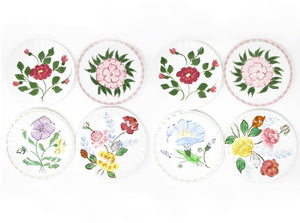 edgebrookhouse - Vintage 1940s Southern Pottery Blue Ridge Mix Match Floral Ironstone Luncheon or Salad Plates - Set of 8