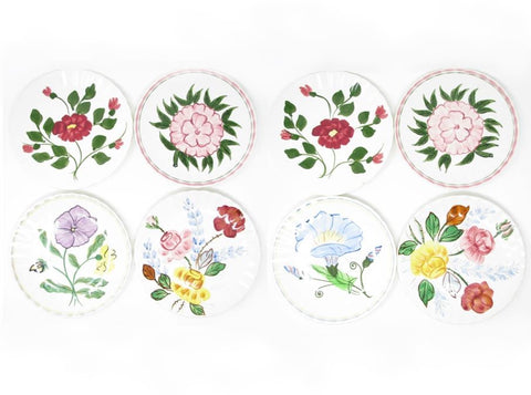 edgebrookhouse - Vintage 1940s Southern Pottery Blue Ridge Mix Match Floral Ironstone Luncheon or Salad Plates - Set of 8