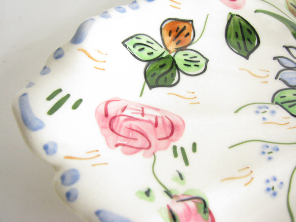 edgebrookhouse - Vintage 1940s Southern Pottery Blue Ridge Verna Floral Maple Leaf Cake Tray