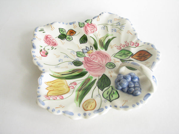 edgebrookhouse - Vintage 1940s Southern Pottery Blue Ridge Verna Floral Maple Leaf Cake Tray