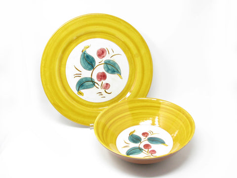 edgebrookhouse - Vintage 1940s Stangl Pottery Della Ware Red Cherry Serving Platter and Serving Bowl - 2 Pieces