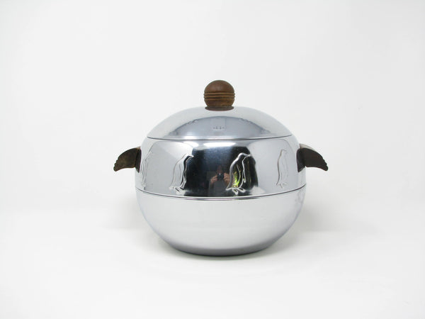 edgebrookhouse - Vintage 1940s West Bend Stainless Steel Penguin Ice Bucket / Hot Server with Wooden Handles and Finial A