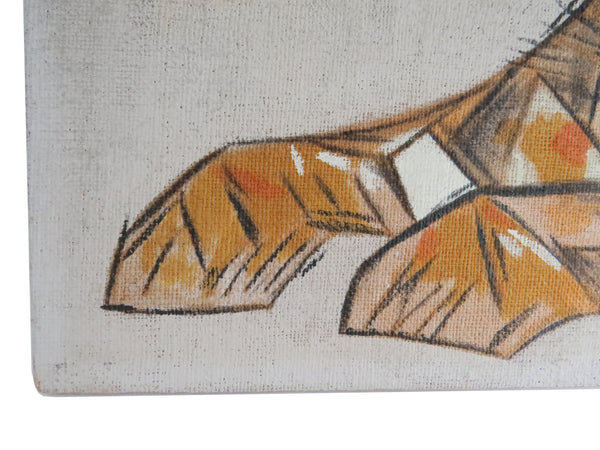edgebrookhouse - Vintage 1950s Abstract Oil on Burlap of a Laying Tiger in the Style of Robert Flynn