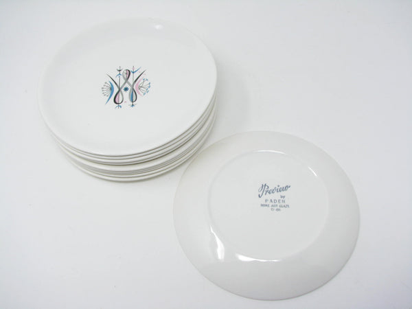edgebrookhouse - Vintage 1950s Anton Refregier for Paden City Pottery Calligraphy Bread Plates - 10 Pieces