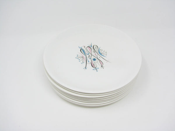 edgebrookhouse - Vintage 1950s Anton Refregier for Paden City Pottery Calligraphy Salad Plates - 9 Pieces