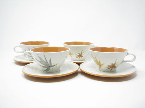 edgebrookhouse - Vintage 1950s Ben Seibel Iroquois Harvest Time Cups & Saucers with Leaf Design - 8 Pieces