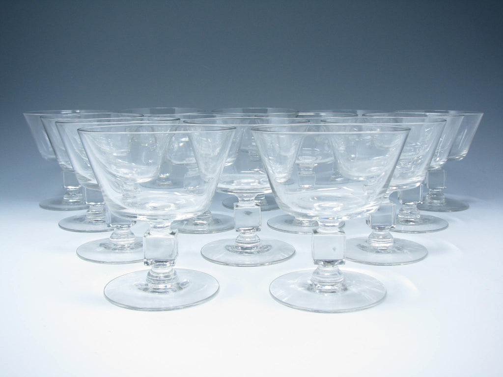 Vintage 1950s Cambridge Square Cube Stem Glass Champagne Coupe or Sher   edgebrookhouse