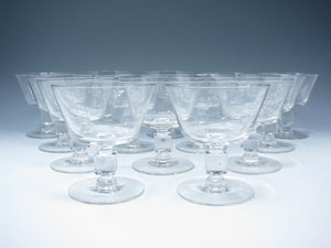 edgebrookhouse - Vintage 1950s Cambridge Square Cube Stem Glass Champagne Coupe or Sherbet Glasses - 14 Pieces