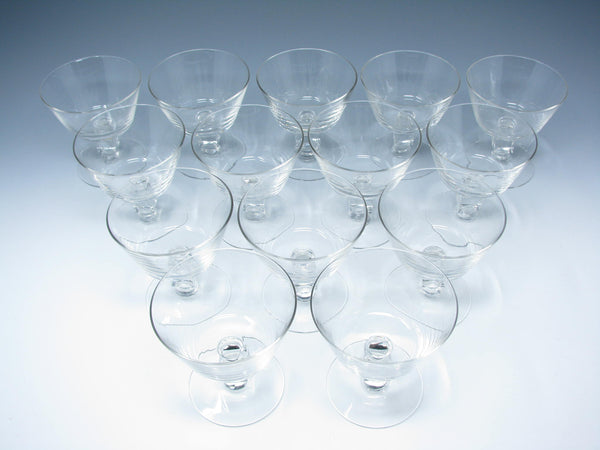 edgebrookhouse - Vintage 1950s Cambridge Square Cube Stem Glass Champagne Coupe or Sherbet Glasses - 14 Pieces
