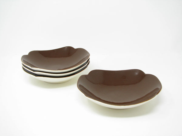 edgebrookhouse - Vintage 1950s Continental Kilns Woodleaf Ceramic Bowls with Brown Interior - 4 Pieces