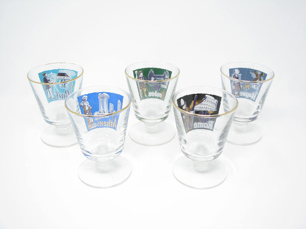 edgebrookhouse - Vintage 1950s Libbey Glass International Cities of the World Goblets - 5 Pieces