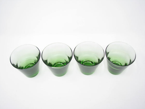 edgebrookhouse - Vintage 1950s Libbey Ripple Green Glass Old Fashioned Glasses - Set of 4