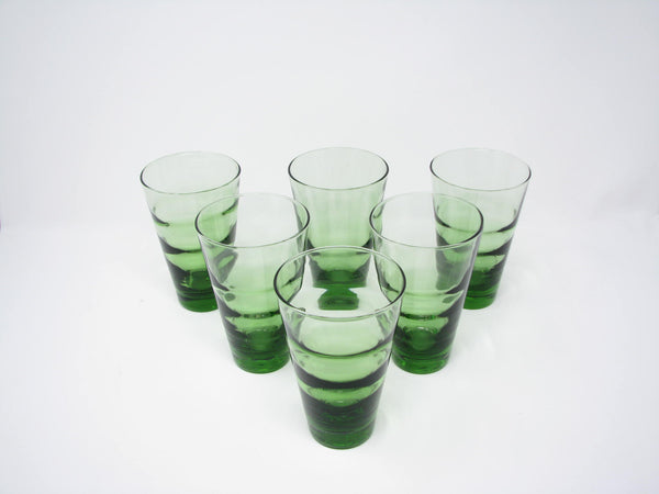 edgebrookhouse - Vintage 1950s Libbey Ripple Green Glass Tumblers or Hiballs - Set of 6