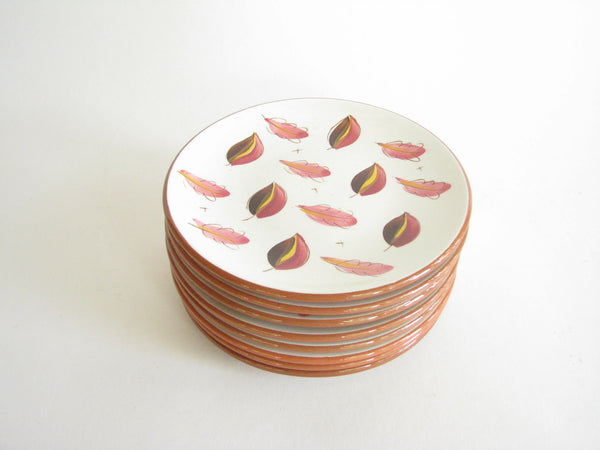 edgebrookhouse - Vintage 1950s Stangl Windfall Hand-Painted Pottery Bread or Dessert Plates - Set of 8