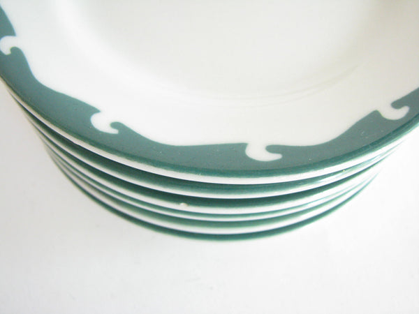 edgebrookhouse - Vintage 1950s Sterling China Restaurant Ware Bread or Dessert Plates with Green Trim - Set of 6
