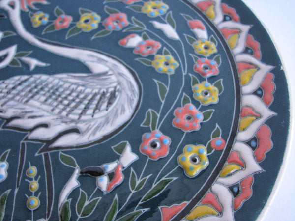 edgebrookhouse - Vintage 1950s Turkish Cini Fb Kütahya Polychrome Hand Painted Ceramic Wall Plate