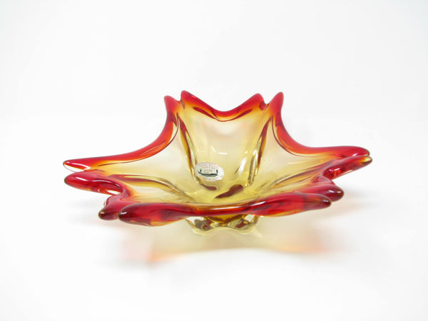 edgebrookhouse - Vintage 1950s Venetian Amberina Red Amber Glass Centerpiece Designed by Jack Blanco For J.I. Co.