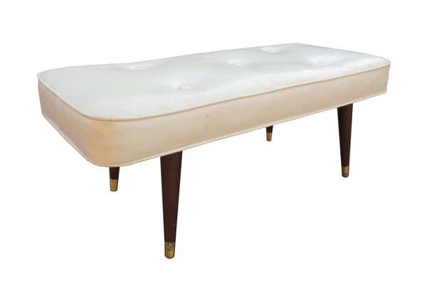 edgebrookhouse - Vintage 1960s Babcock-Phillippe Style Tufted Vinyl Bench on Walnut Legs