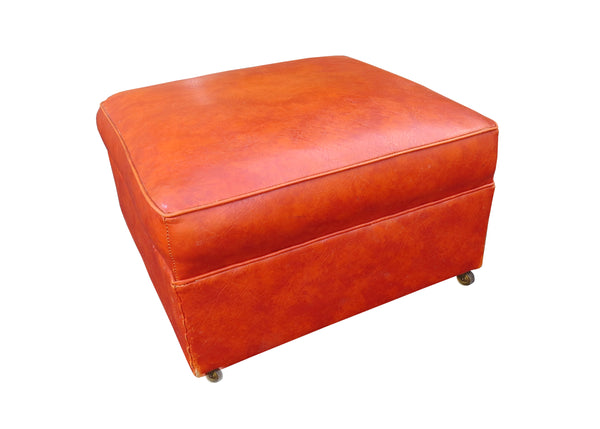 edgebrookhouse - Vintage 1960s Babcock-Phillippe Style Vinyl Ottoman on Brass Casters