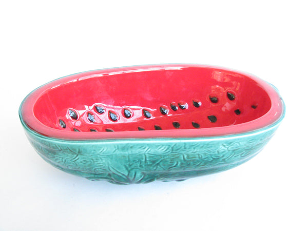 edgebrookhouse - Vintage 1960s Ceramic Watermelon Shaped Serving Bowl