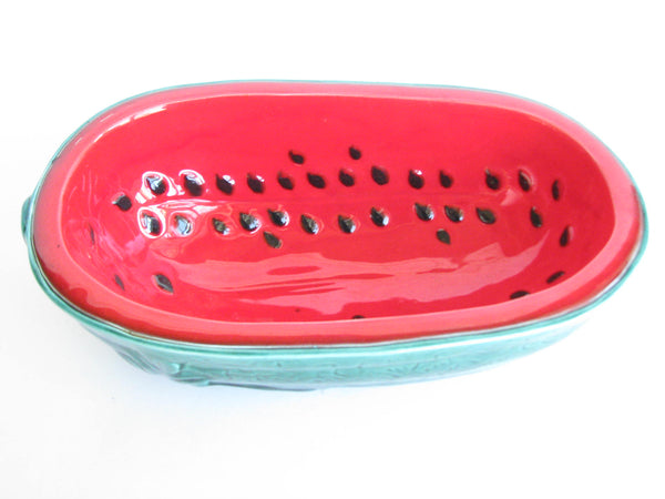 edgebrookhouse - Vintage 1960s Ceramic Watermelon Shaped Serving Bowl