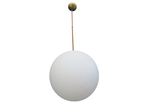 edgebrookhouse - Vintage 1960s EJS Lighting Corp Frosted Glass and Brass 14" Globe Pendant Lamp