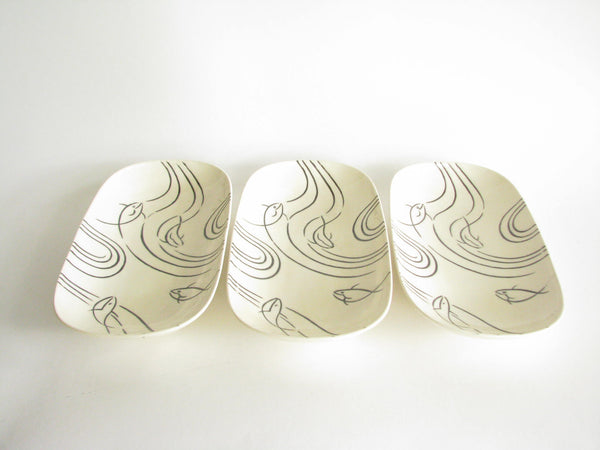 edgebrookhouse - Vintage 1960s Hand-Painted Koi Fish Ceramic Serving Bowls - 4 Pieces
