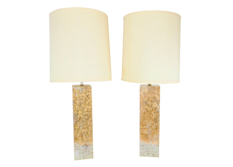 edgebrookhouse - Vintage 1960s Impressive Frederick Cooper Gold Infused Sliced Acrylic Lamps - a Pair